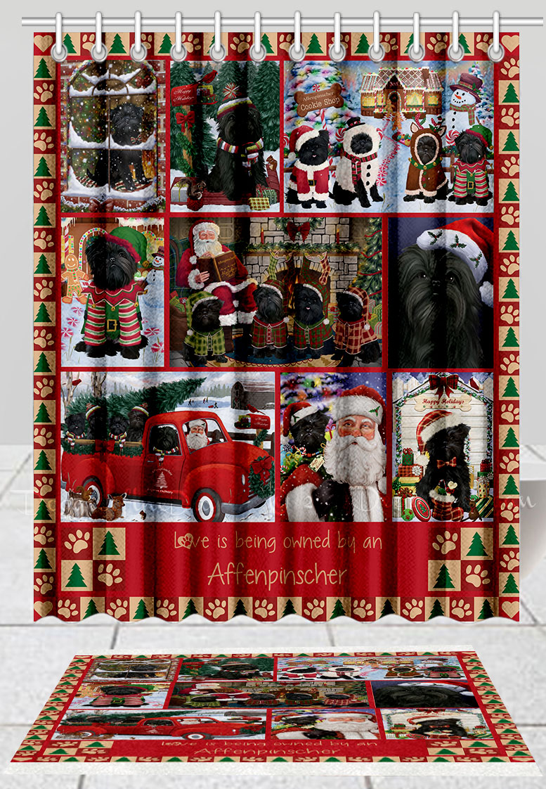Affenpinscher Dog Bath Mat & Shower Curtain Set Christmas Personalized NWT - Picture 15 of 23