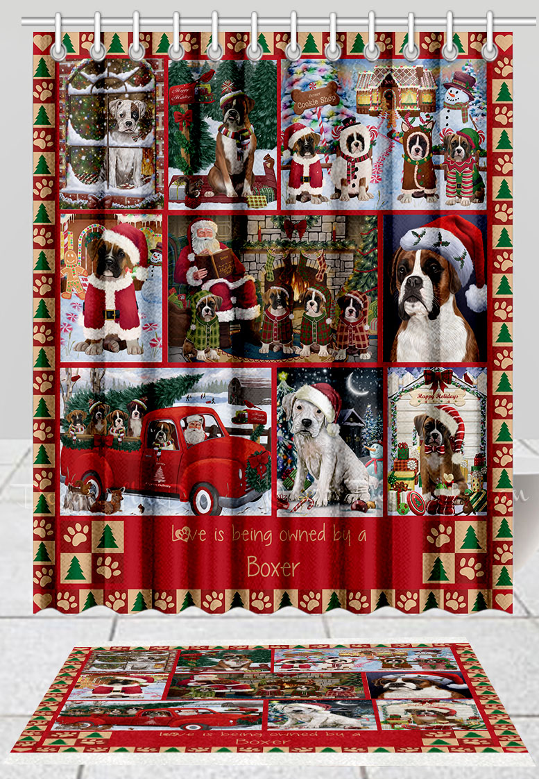 Boxer Hund Badematte & Duschvorhang Set Weihnachten personalisiert viele Designs neu mit Etikett - Bild 16 von 24