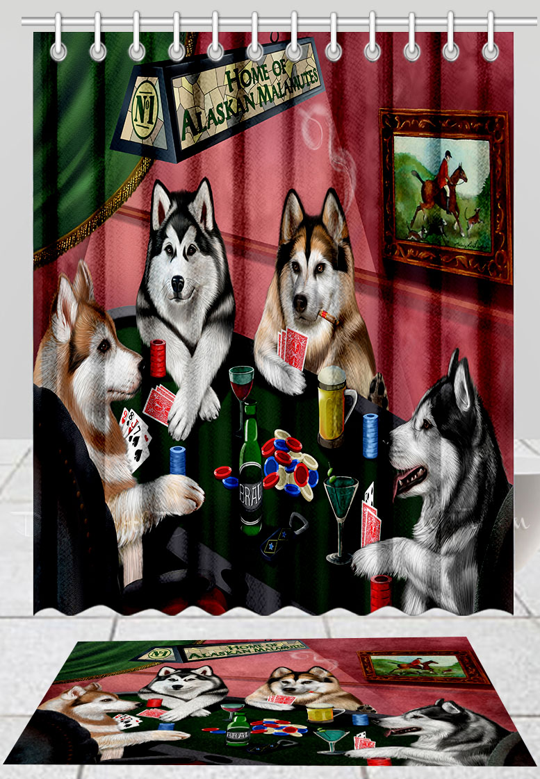Alaskan Malamute Bath Mat & Shower Curtain Set Personalized Many Designs NWT - Picture 17 of 19
