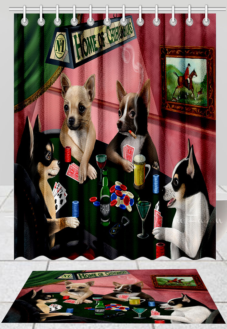 Chihuahua Dog Bath Mat & Shower Curtain Set Personalized Many Designs NWT - Picture 17 of 19