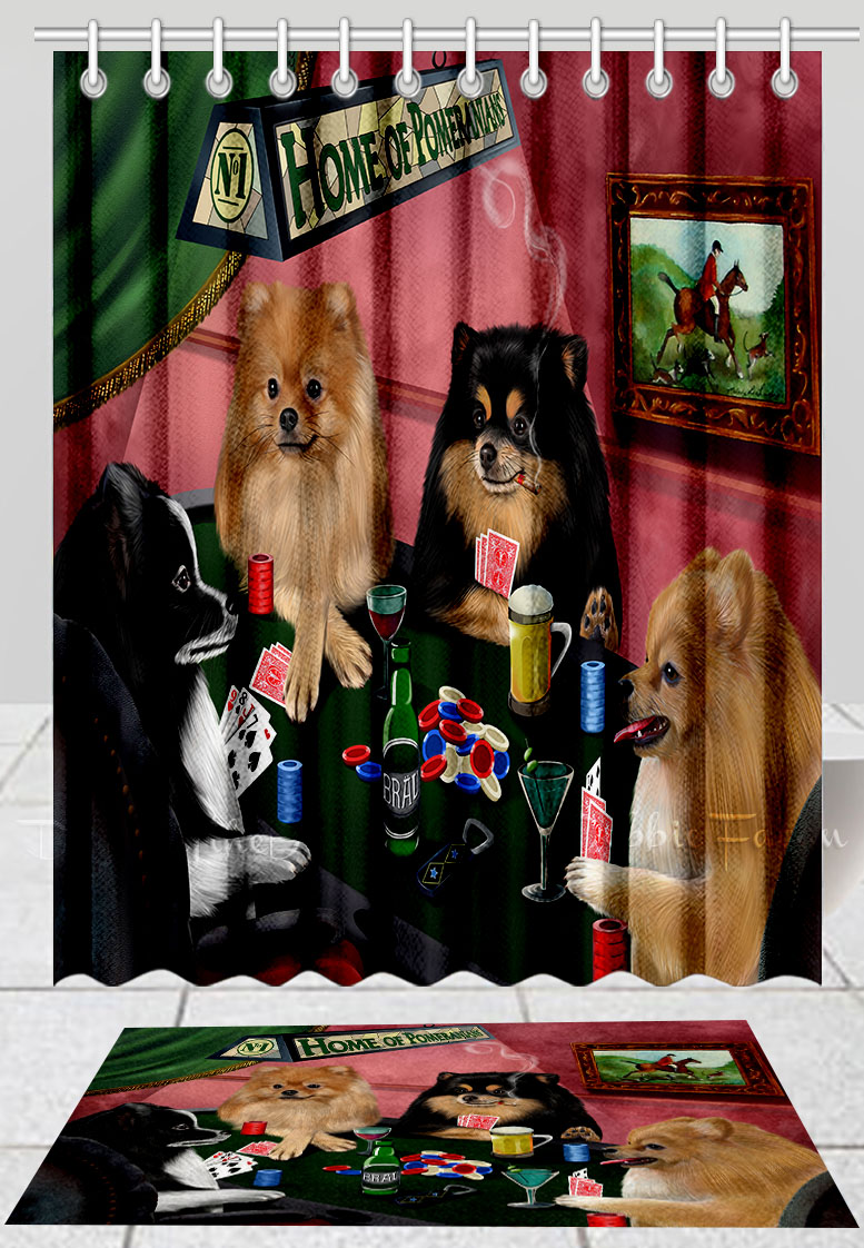 Pomeranian Dog Bath Mat & Shower Curtain Set Personalized Many Designs NWT - Picture 17 of 19