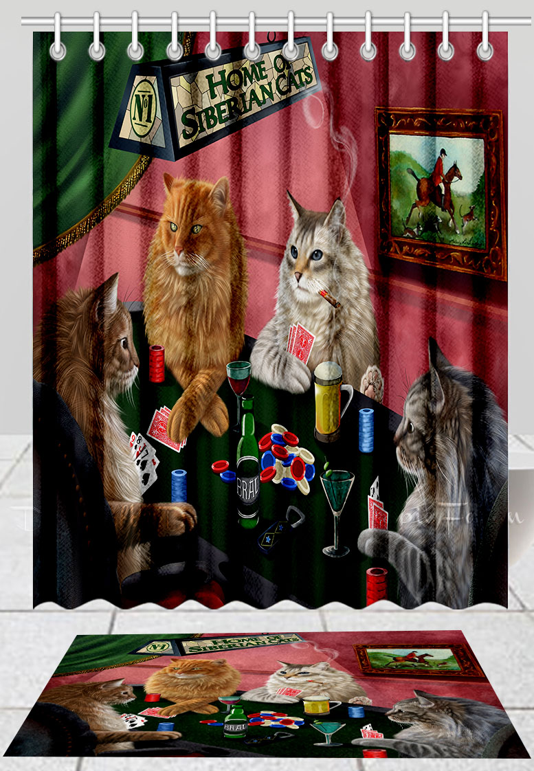 Siberian Cat Bath Mat & Shower Curtain Set Personalized Many Designs NWT - Picture 16 of 19