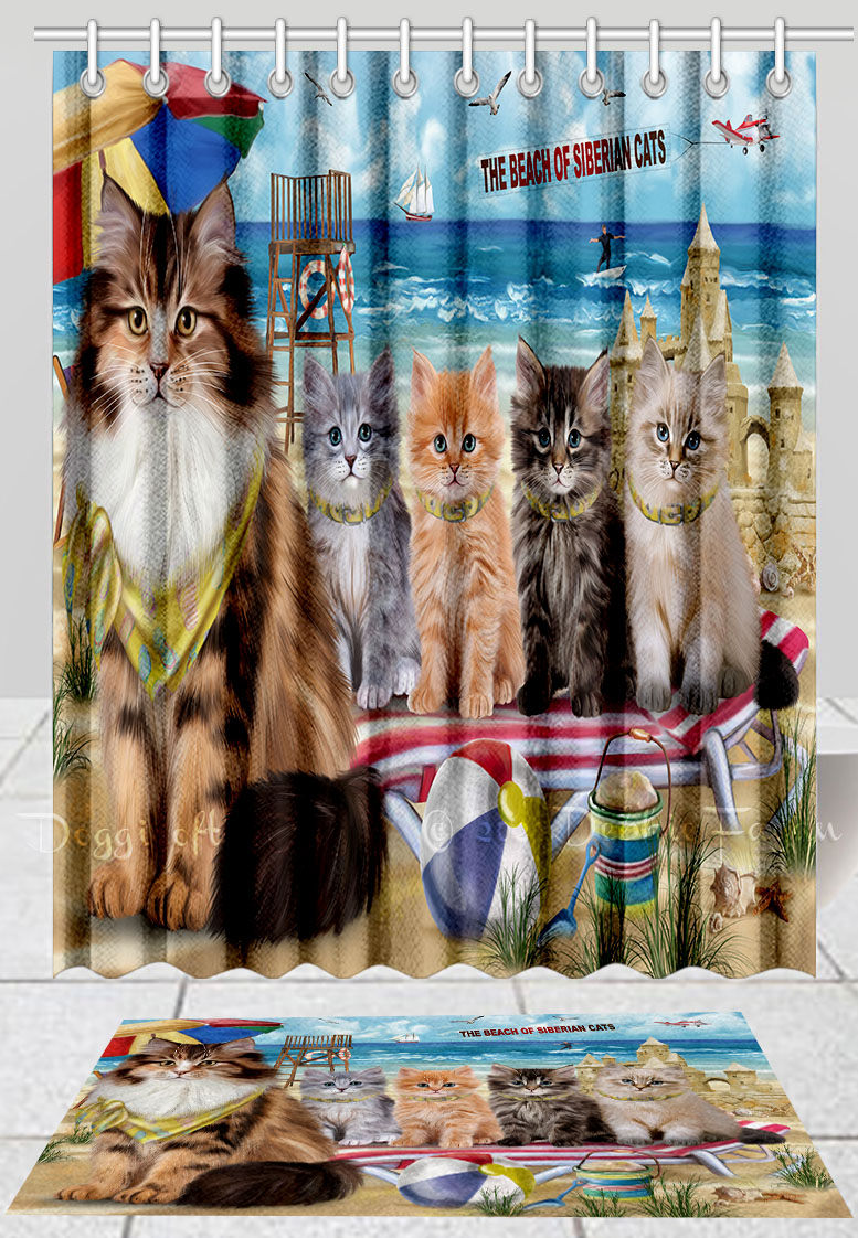 Siberian Cat Bath Mat & Shower Curtain Set Personalized Many Designs NWT - Picture 13 of 19