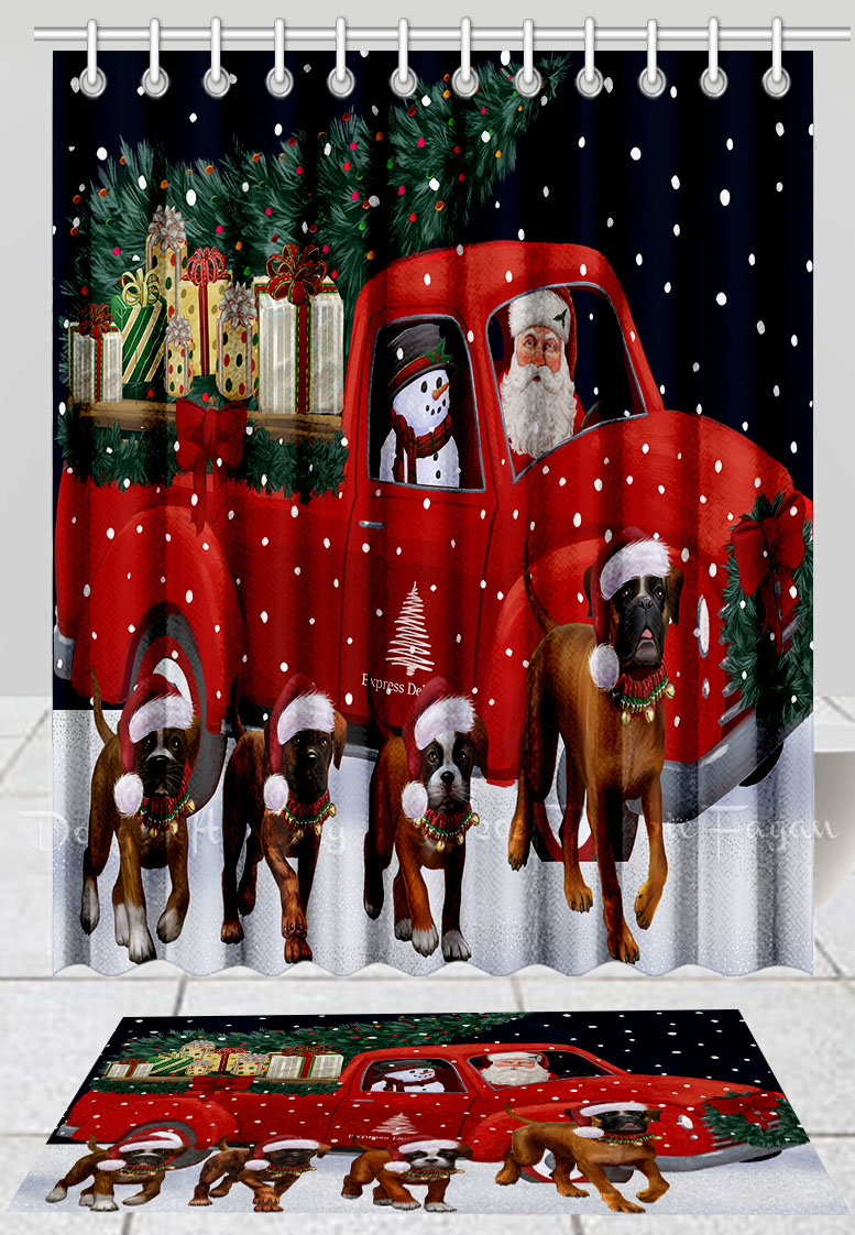 Boxer Hund Badematte & Duschvorhang Set Weihnachten personalisiert viele Designs neu mit Etikett - Bild 22 von 24