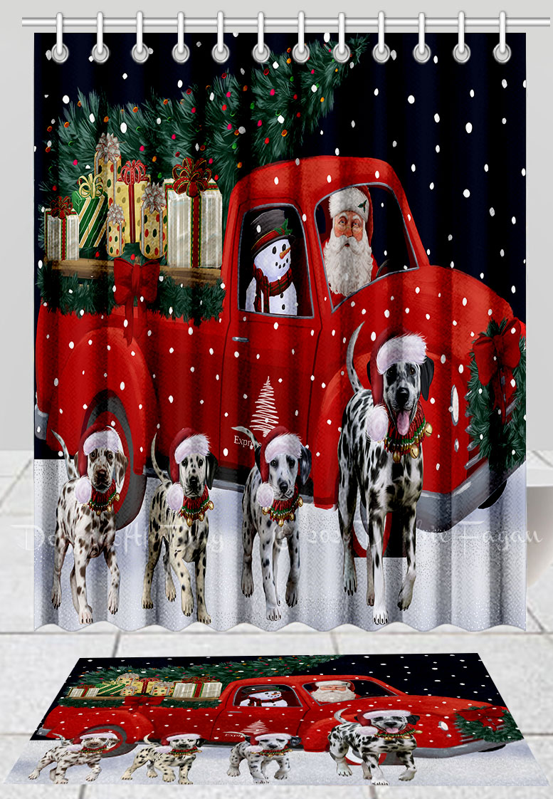 Dalmatian Dog Bath Mat & Shower Curtain Set Christmas Personalized Designs NWT - Picture 21 of 24