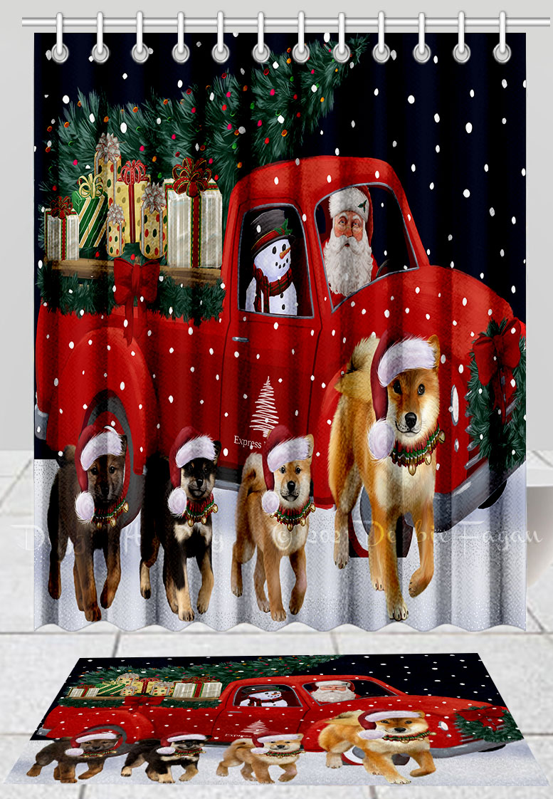 Shiba Inu Dog Bath Mat & Shower Curtain Set Christmas Personalized Designs NWT - Picture 20 of 24