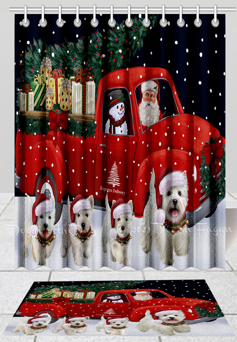 West Highland Terrier Dog Bath Mat & Shower Curtain Christmas Personalized NWT - Picture 20 of 24
