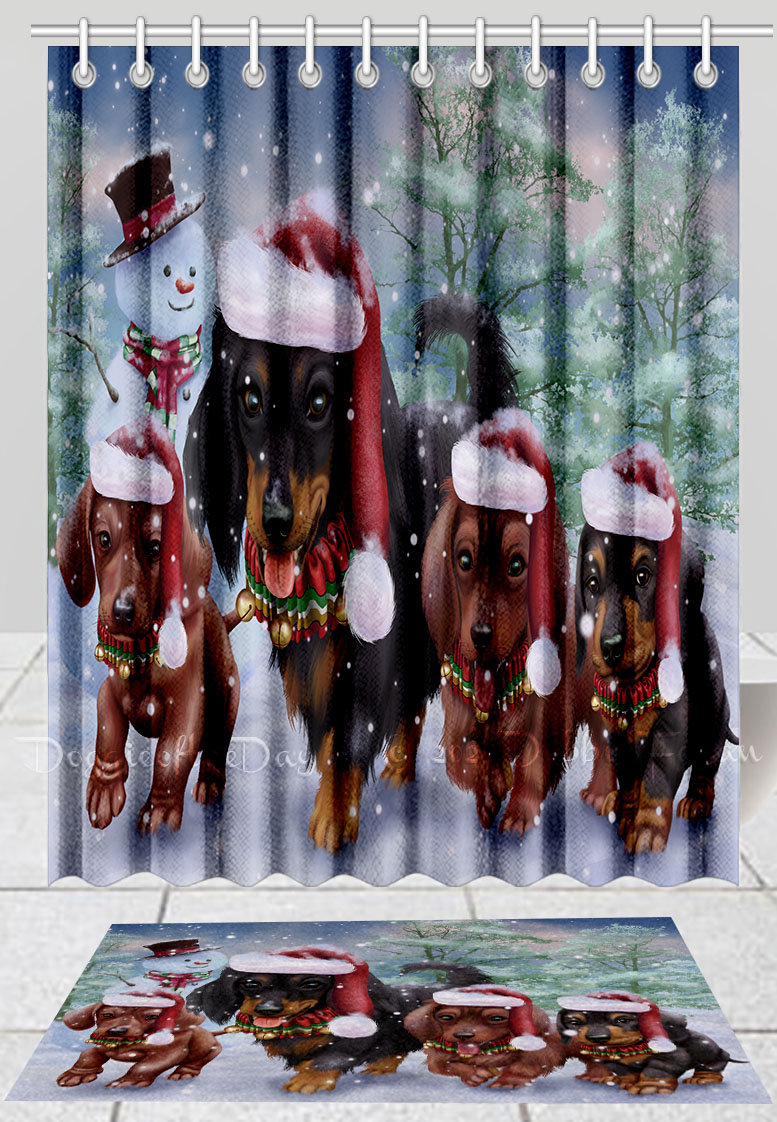Dackel Hundebadematte & Duschvorhang Set Weihnachten personalisierte Designs Neu mit Etikett - Bild 13 von 23