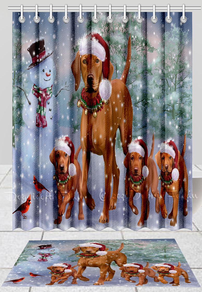 Vizsla Hundebadematte & Duschvorhang Set Weihnachten personalisiert viele Designs neu mit Etikett - Bild 12 von 24