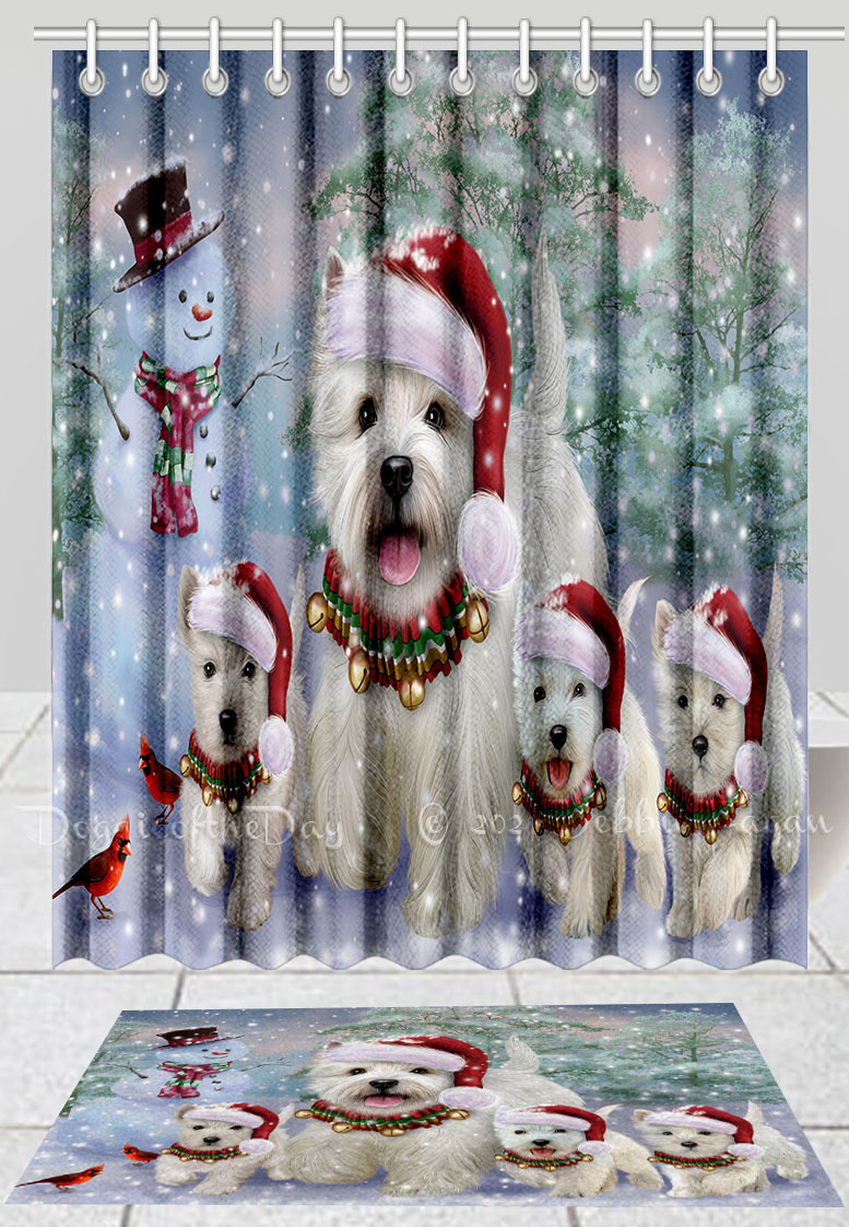 West Highland Terrier Dog Bath Mat & Shower Curtain Christmas Personalized NWT - Picture 12 of 24