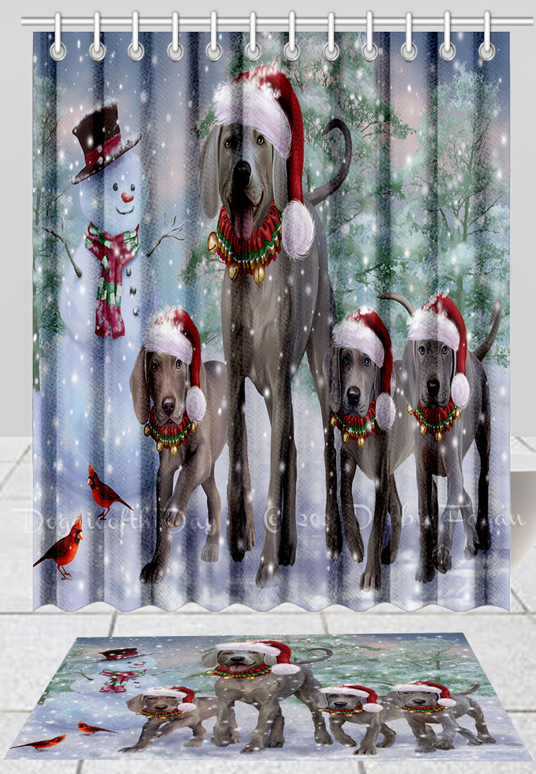 Weimaraner Set Tappetino Bagno e Tenda Doccia per Cani Natale Disegni Personalizzati Nuovo con etichette - Foto 12 di 24