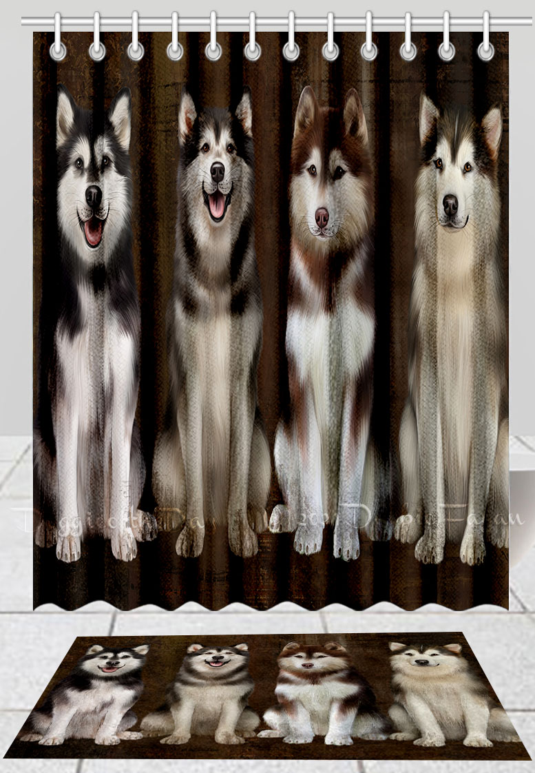 Alaskan Malamute Bath Mat & Shower Curtain Set Personalized Many Designs NWT - Picture 19 of 19
