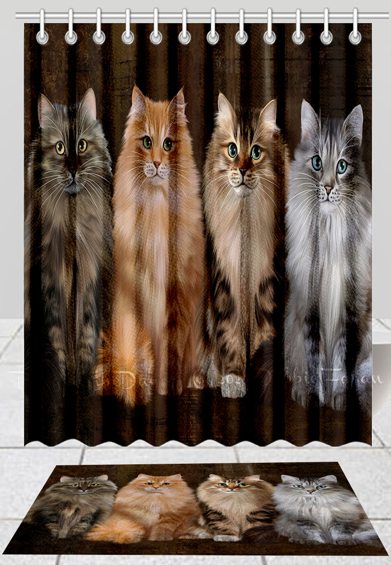 Siberian Cat Bath Mat & Shower Curtain Set Personalized Many Designs NWT - Picture 18 of 19