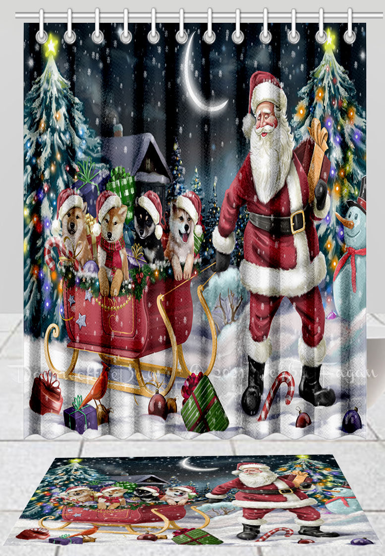 Shiba Inu Dog Bath Mat & Shower Curtain Set Christmas Personalized Designs NWT - Picture 19 of 24