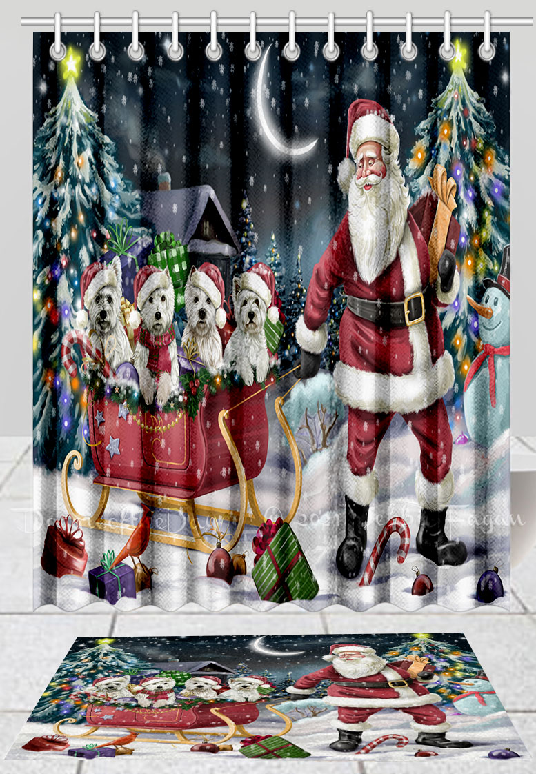 West Highland Terrier Dog Bath Mat & Shower Curtain Christmas Personalized NWT - Picture 19 of 24