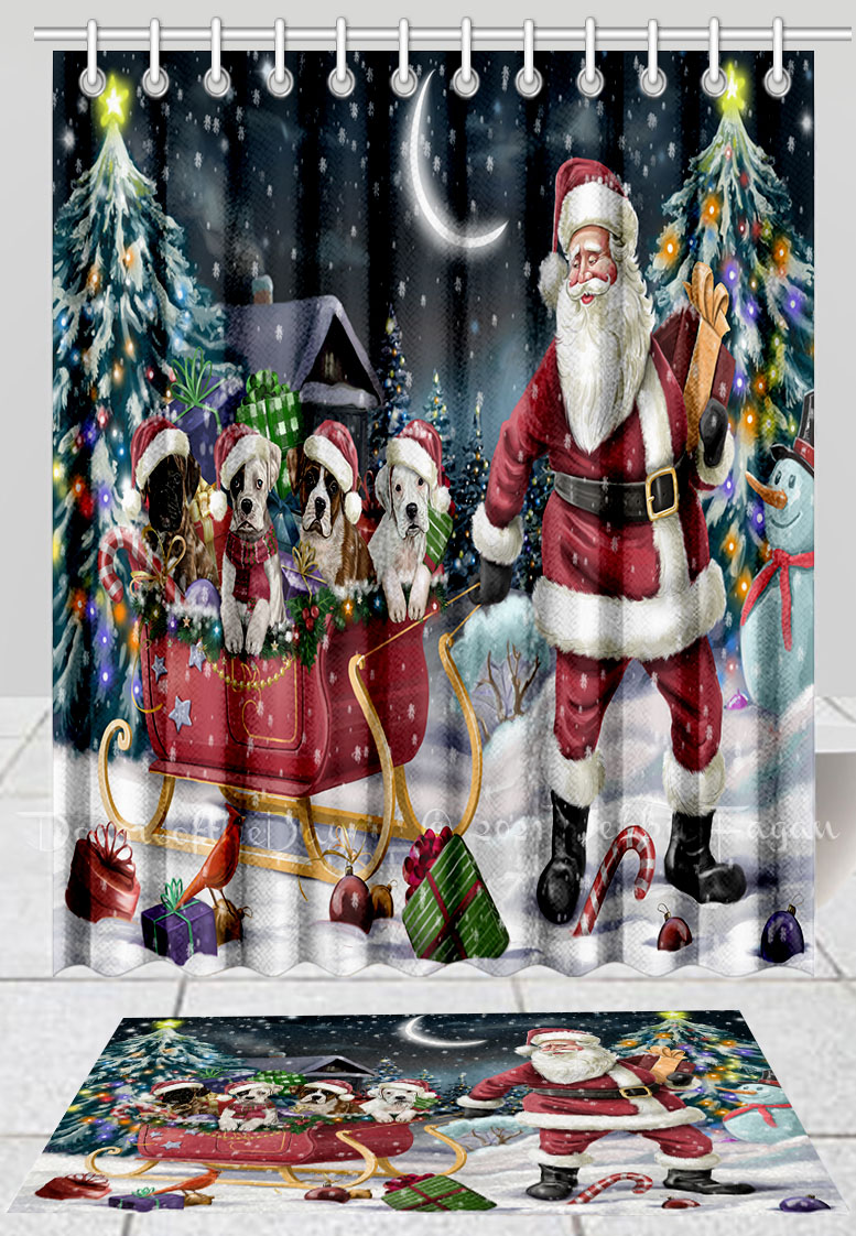 Boxer Hund Badematte & Duschvorhang Set Weihnachten personalisiert viele Designs neu mit Etikett - Bild 20 von 24