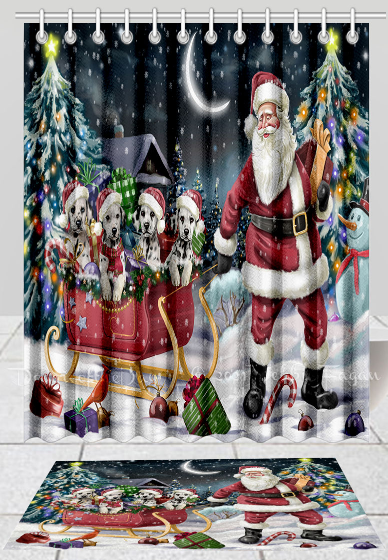 Dalmatian Dog Bath Mat & Shower Curtain Set Christmas Personalized Designs NWT - Picture 20 of 24