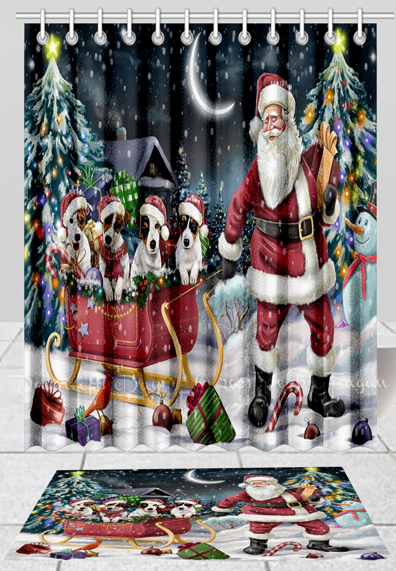 Jack Russell Dog Bath Mat & Shower Curtain Set Christmas Personalized Design NWT - Picture 19 of 22
