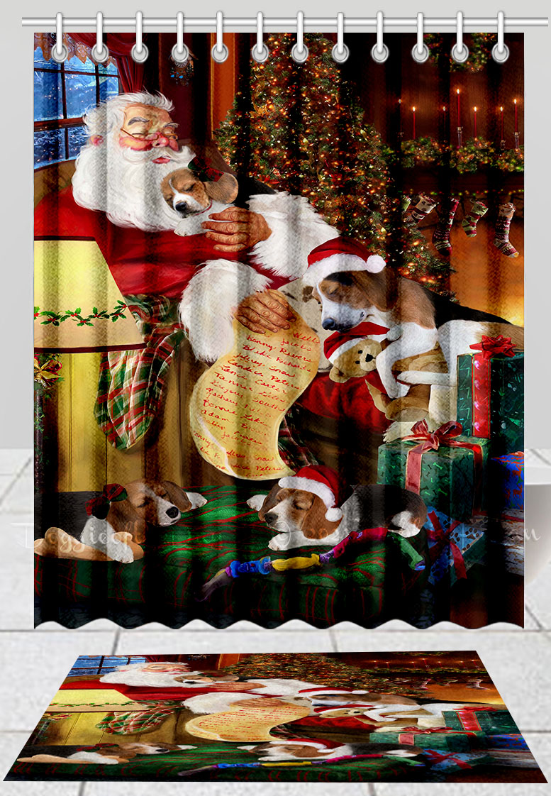 Treeing Walker Coonhound Dog Bath Mat & Shower Curtain Christmas Personalize NWT - Picture 20 of 22
