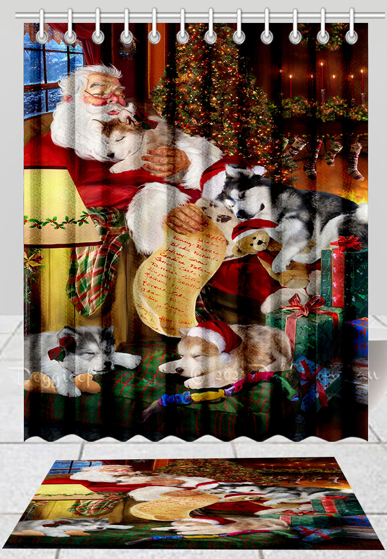 Alaskan Malamute Bath Mat & Shower Curtain Set Personalized Many Designs NWT - Picture 11 of 19