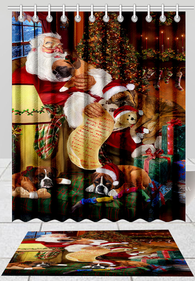 Boxer Hund Badematte & Duschvorhang Set Weihnachten personalisiert viele Designs neu mit Etikett - Bild 23 von 24