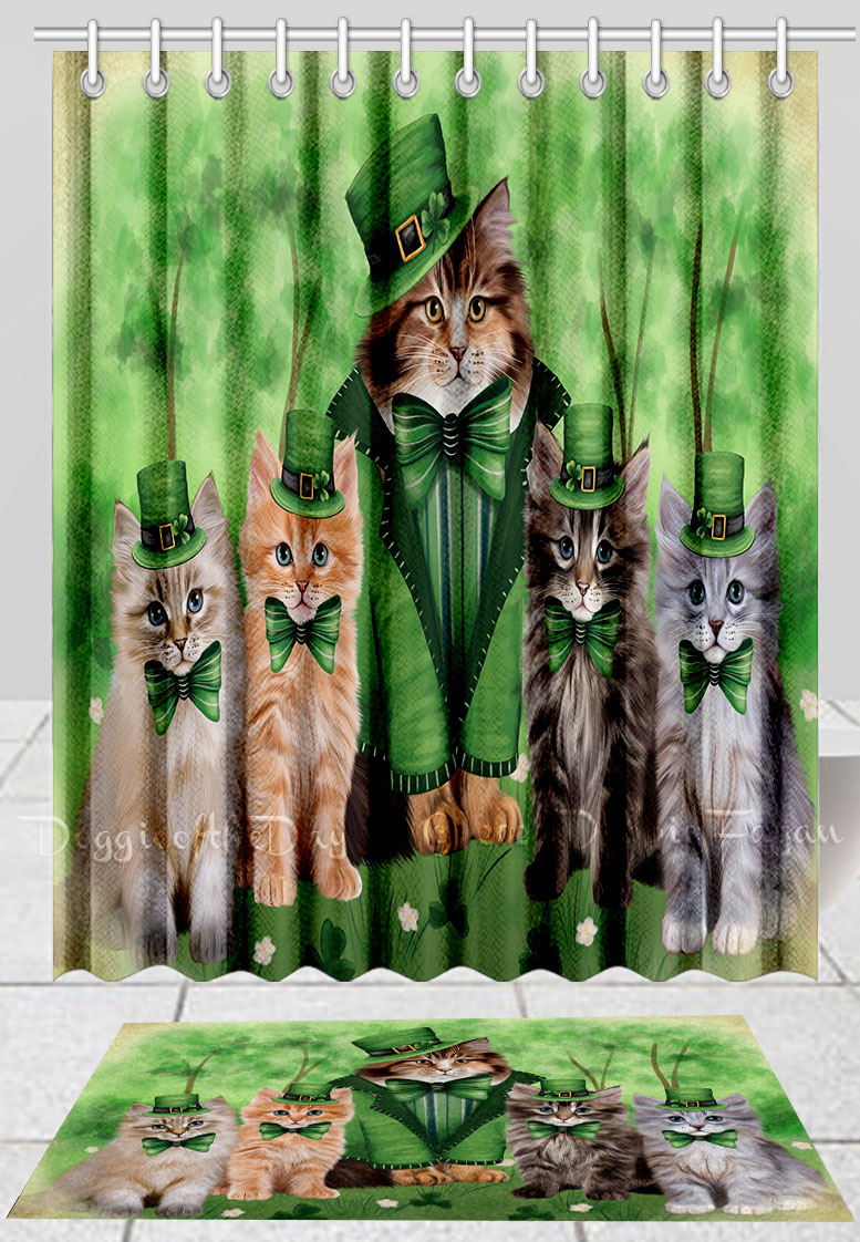Siberian Cat Bath Mat & Shower Curtain Set Personalized Many Designs NWT - Picture 14 of 19