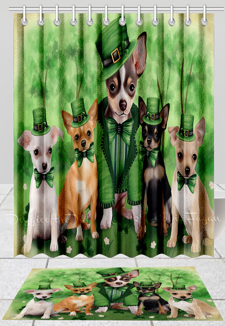 Chihuahua Dog Bath Mat & Shower Curtain Set Personalized Many Designs NWT - Picture 15 of 19