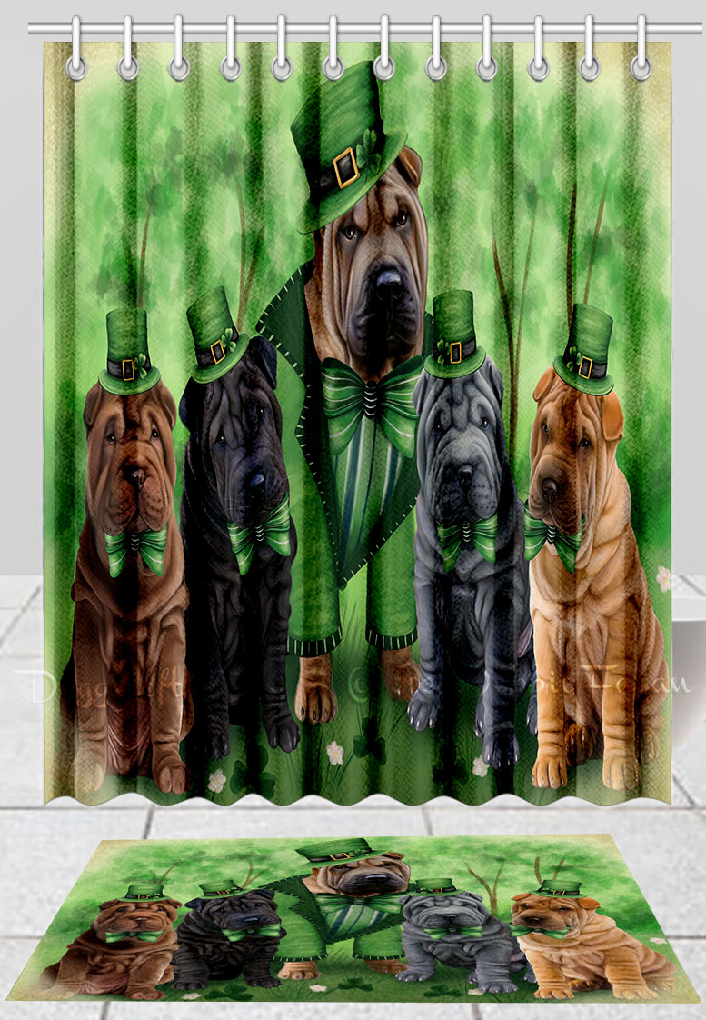 Shar Pei Dog Bath Mat & Shower Curtain Set Personalized Many Designs NWT - Picture 14 of 19