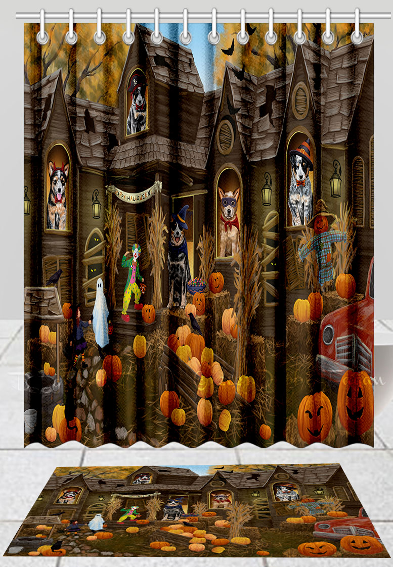 Halloween Australian Cattle Hund Badematte & Duschvorhang Combo Badewanne Bildschirme - Bild 12 von 13