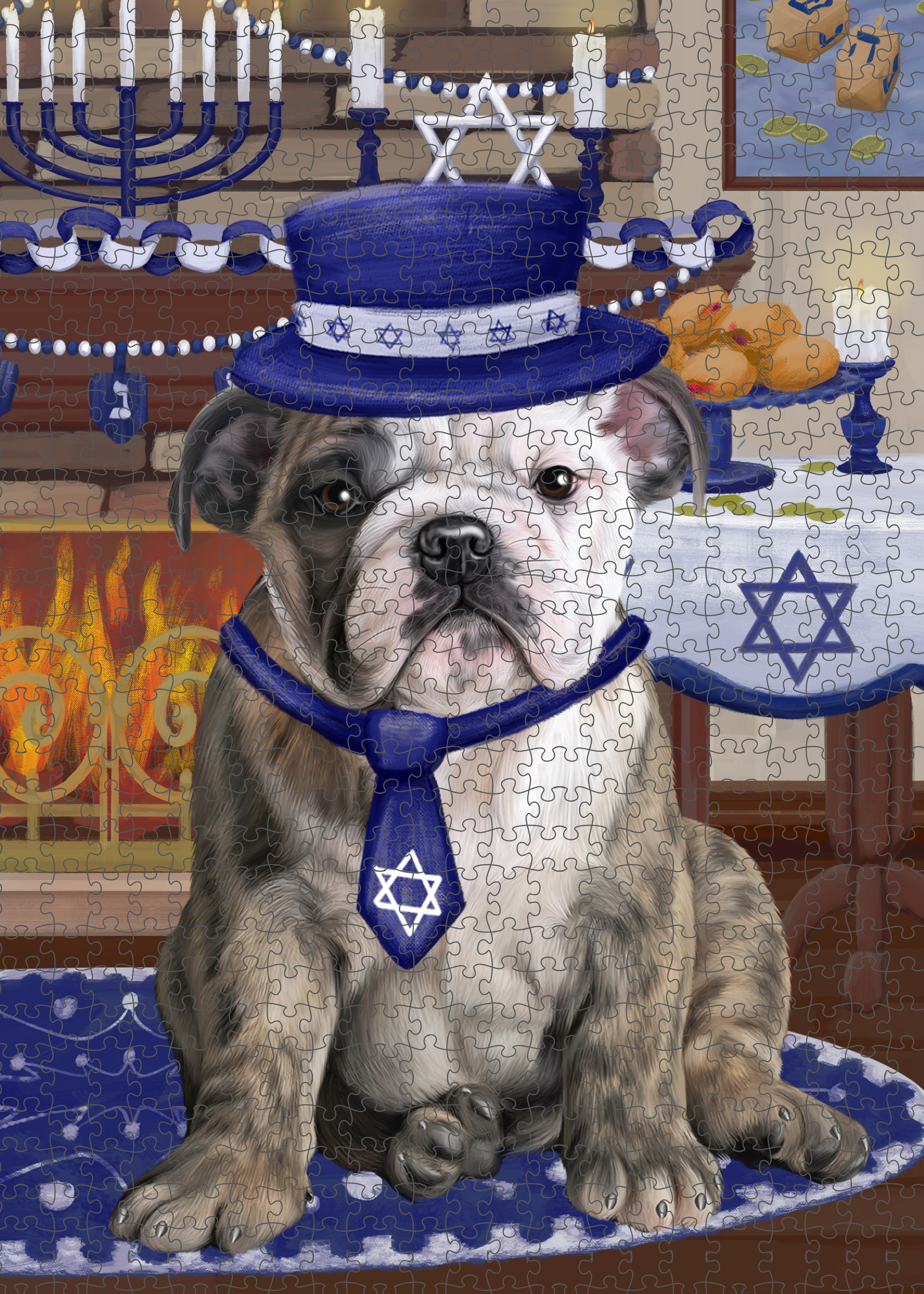 Happy Hanukkah Dog Cat Pet Photo Lovers Jigsaw Puzzle with Photo Tin