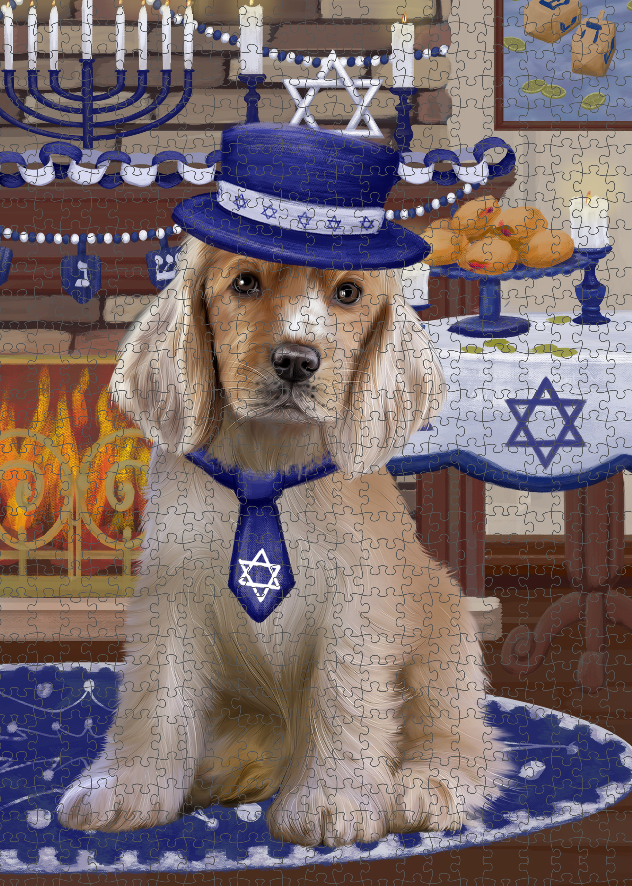 Happy Hanukkah Dog Cat Pet Photo Lovers Jigsaw Puzzle with Photo Tin