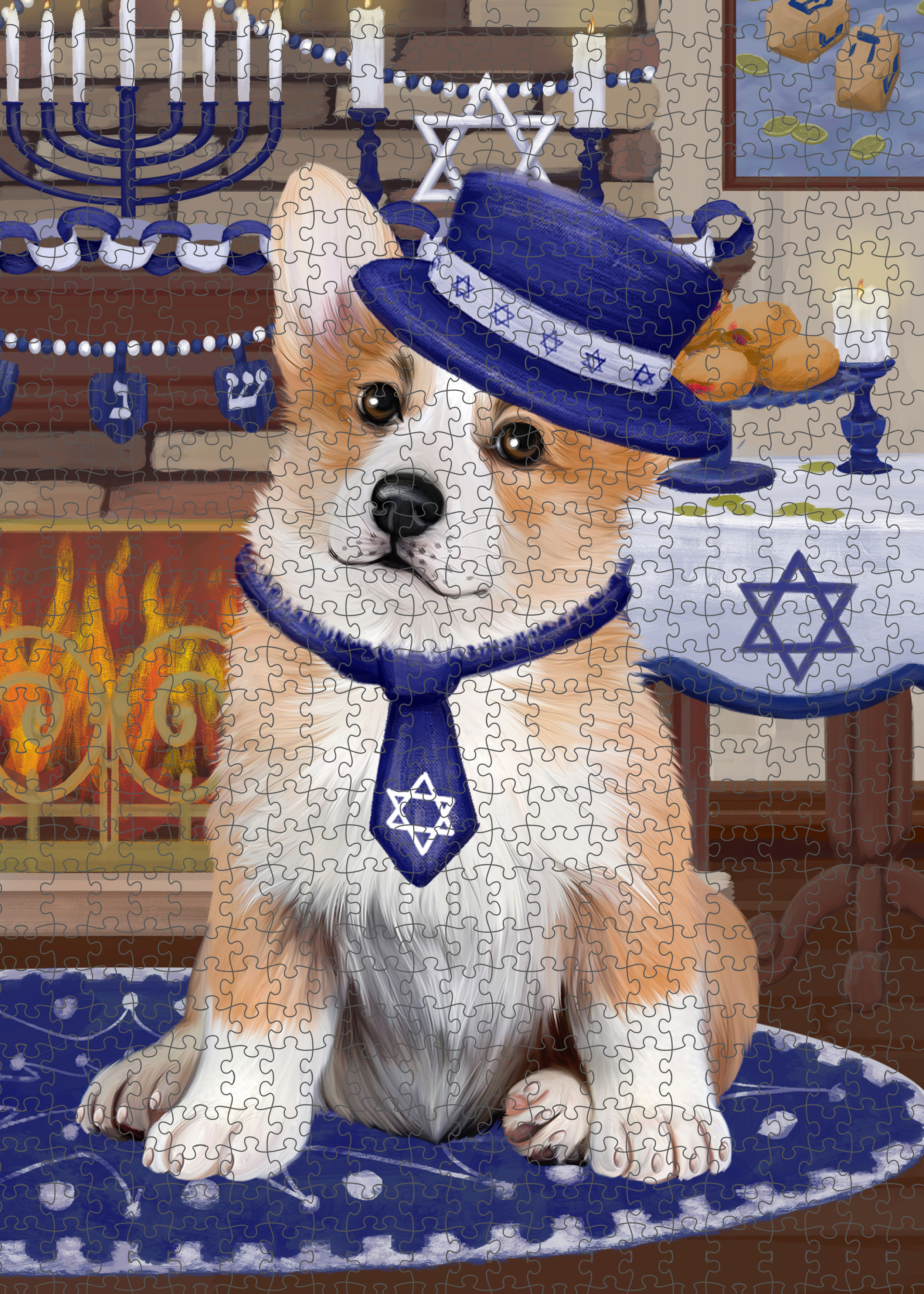 Happy Hanukkah Dog Cat Pet Photo Lovers Jigsaw Puzzle with Photo Tin