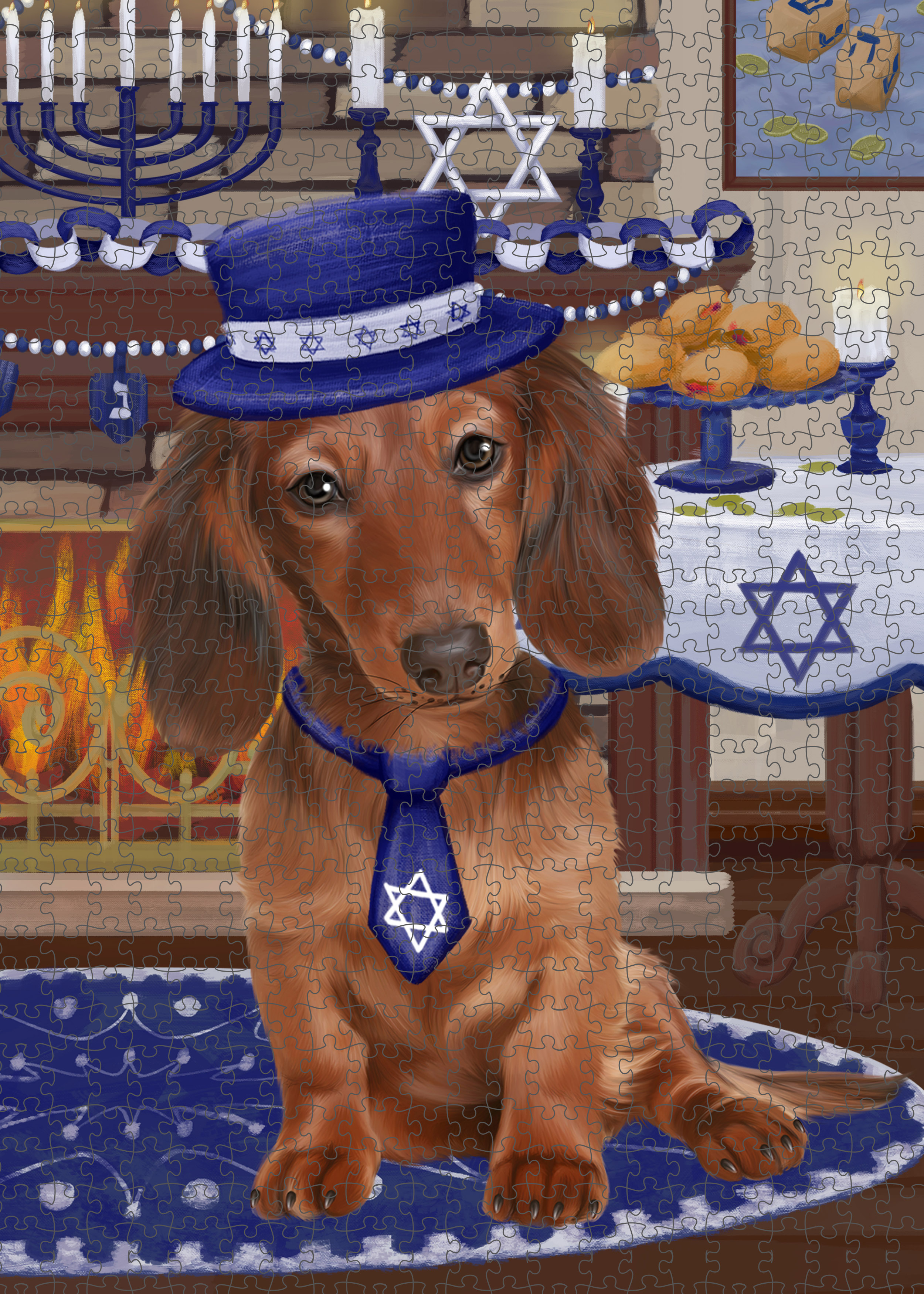 Happy Hanukkah Dog Cat Pet Photo Lovers Jigsaw Puzzle with Photo Tin