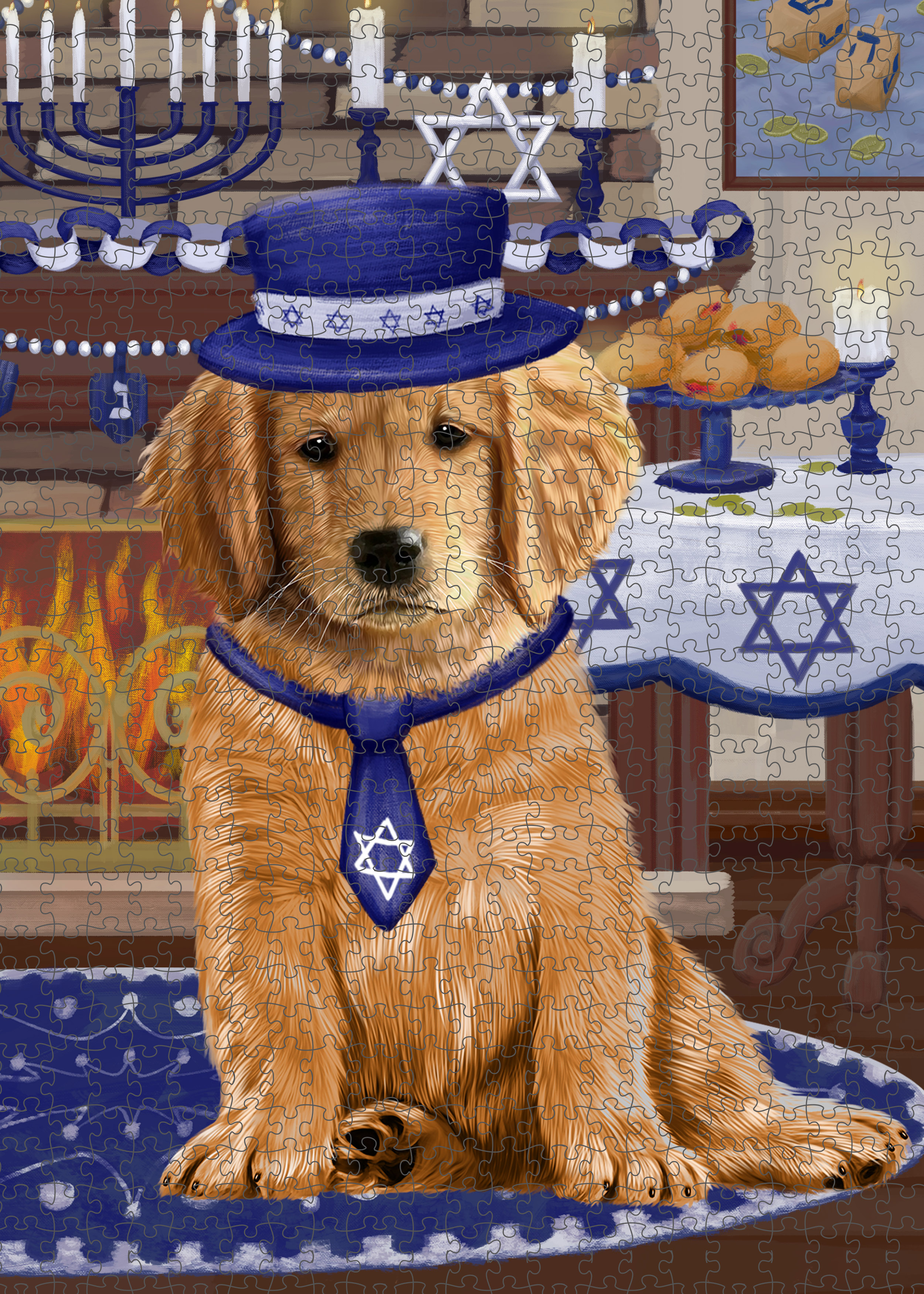 Happy Hanukkah Dog Cat Pet Photo Lovers Jigsaw Puzzle with Photo Tin