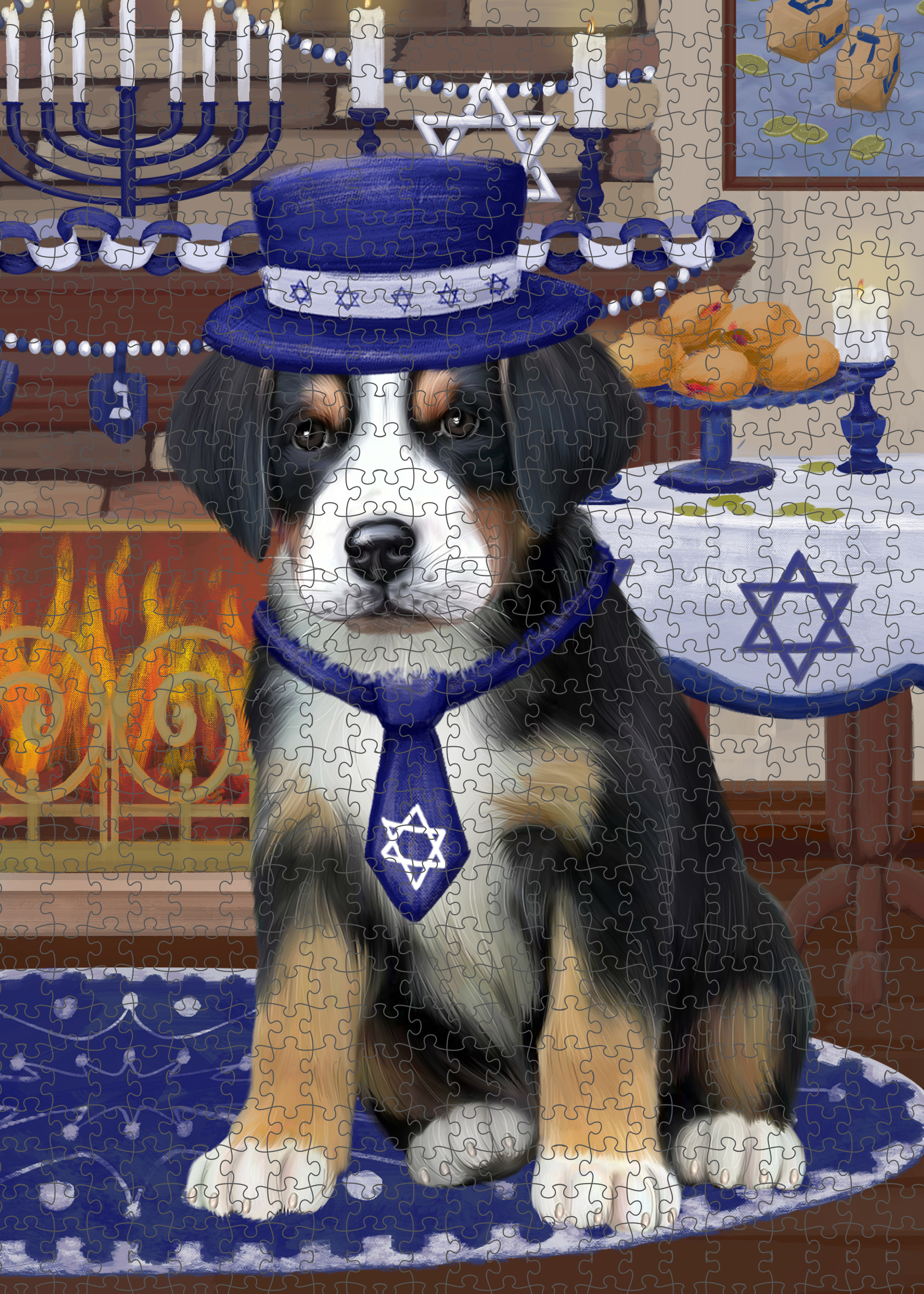 Happy Hanukkah Dog Cat Pet Photo Lovers Jigsaw Puzzle with Photo Tin