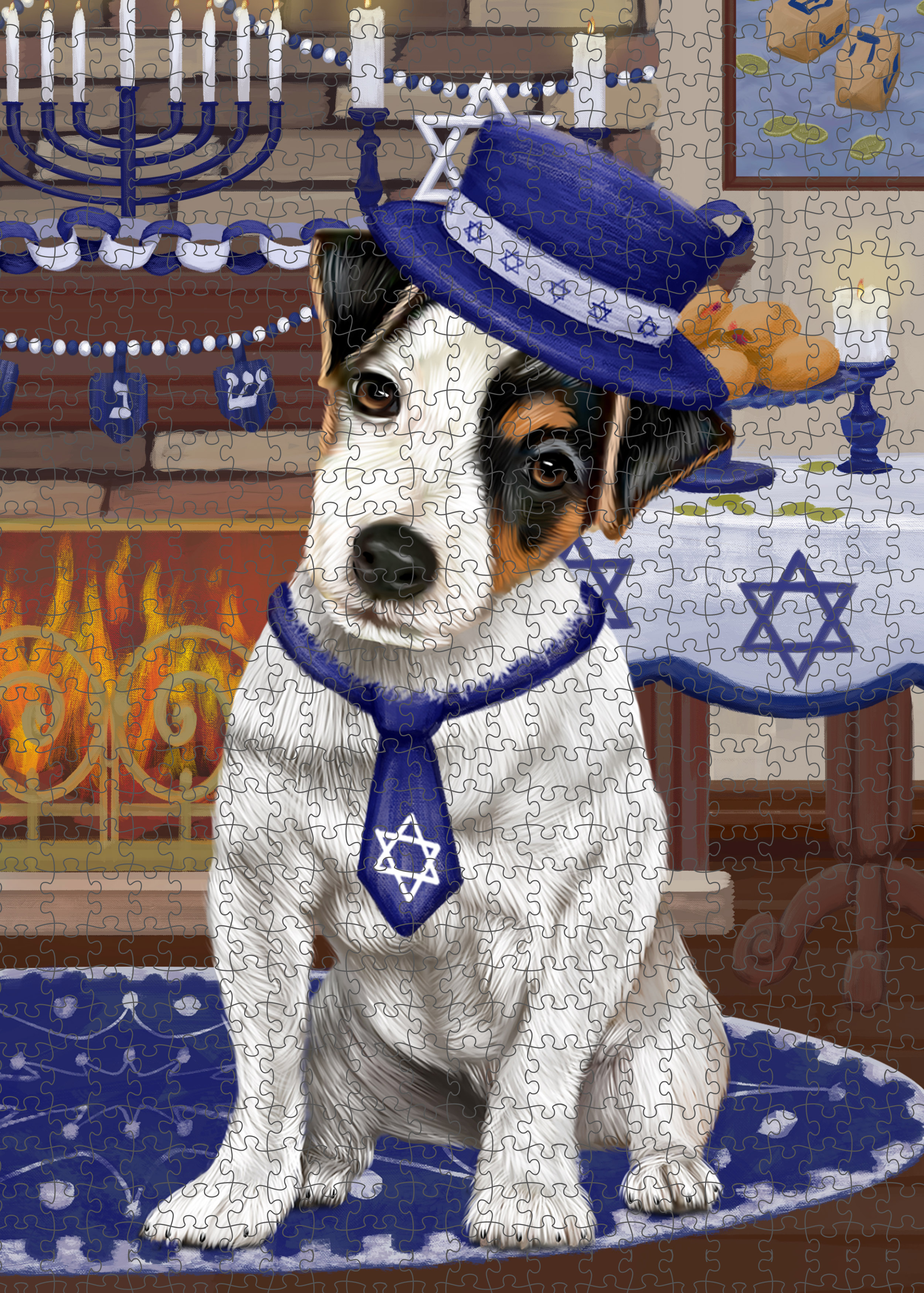 Happy Hanukkah Dog Cat Pet Photo Lovers Jigsaw Puzzle with Photo Tin