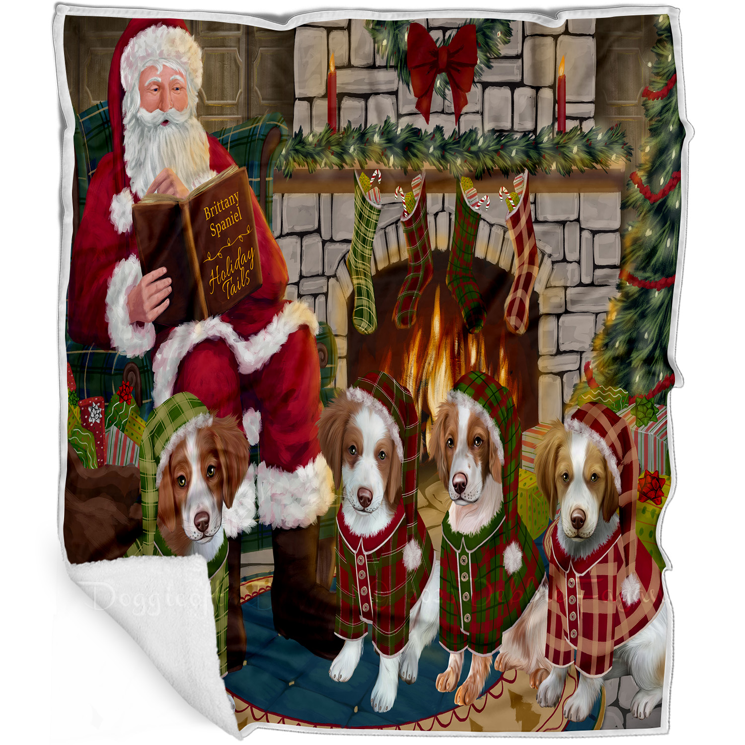 Brittany Spaniel Dog Blanket Personalize Throw Woven Fleece Sherpa Christmas NWT - Picture 19 of 31