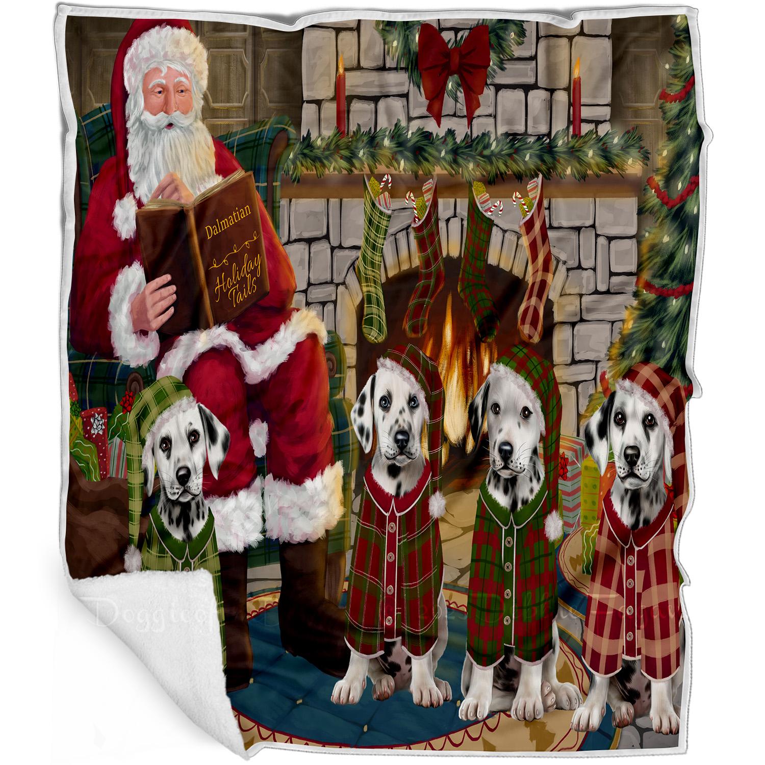 Dalmatian Dog Blanket Personalized Throw Woven Fleece Sherpa Christmas NWT - Picture 18 of 30