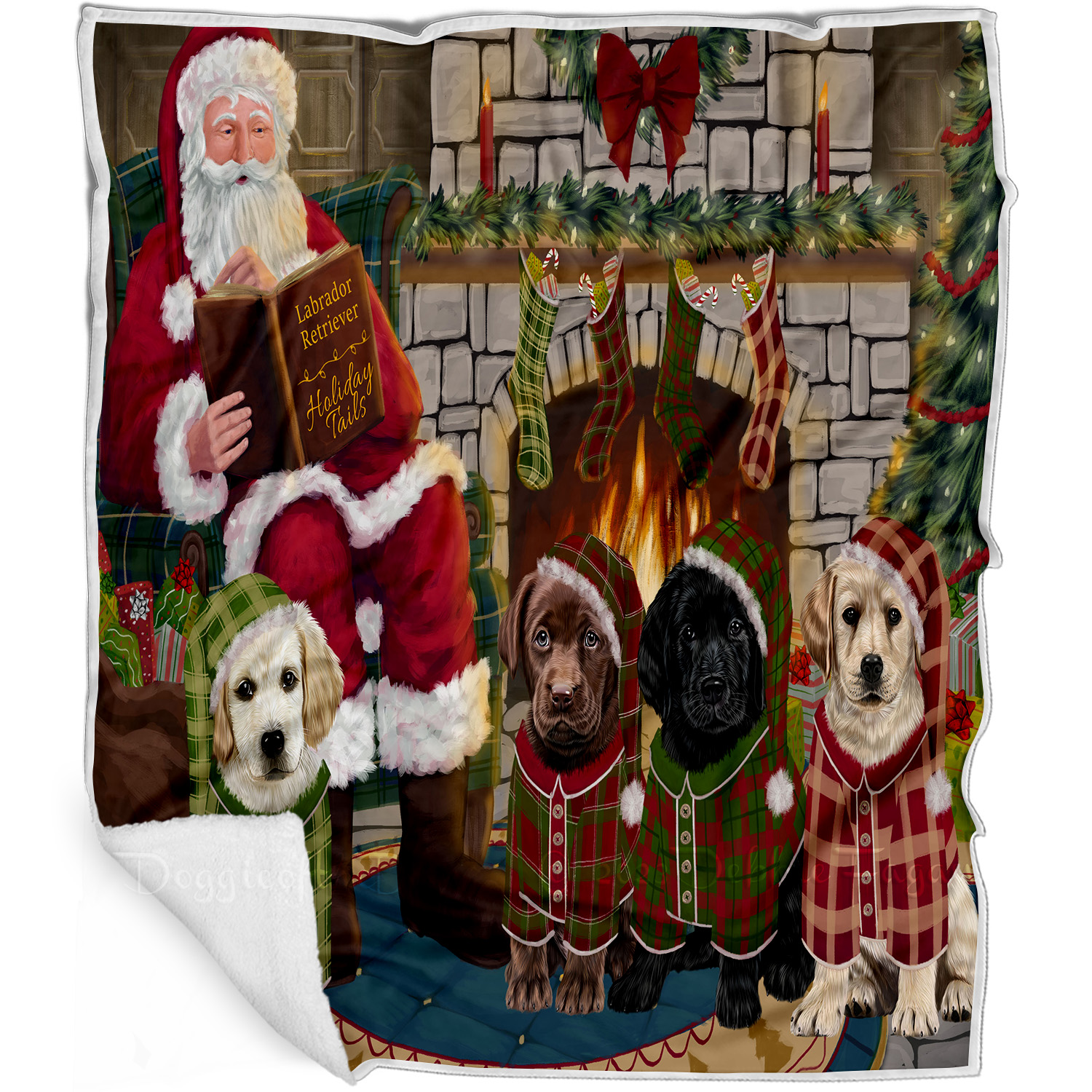 Labrador Retriever Dog Blanket Personalized Woven Fleece Sherpa Christmas NWT