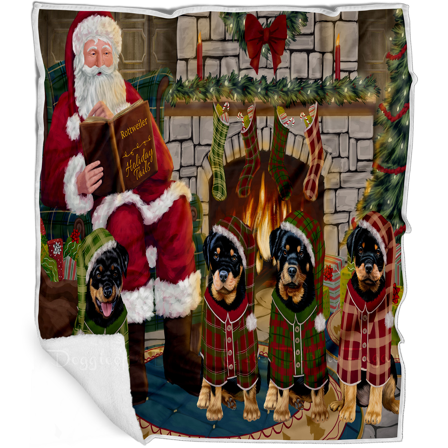 Christmas Fireplace Personalized Sherpa or Fleece Blanket