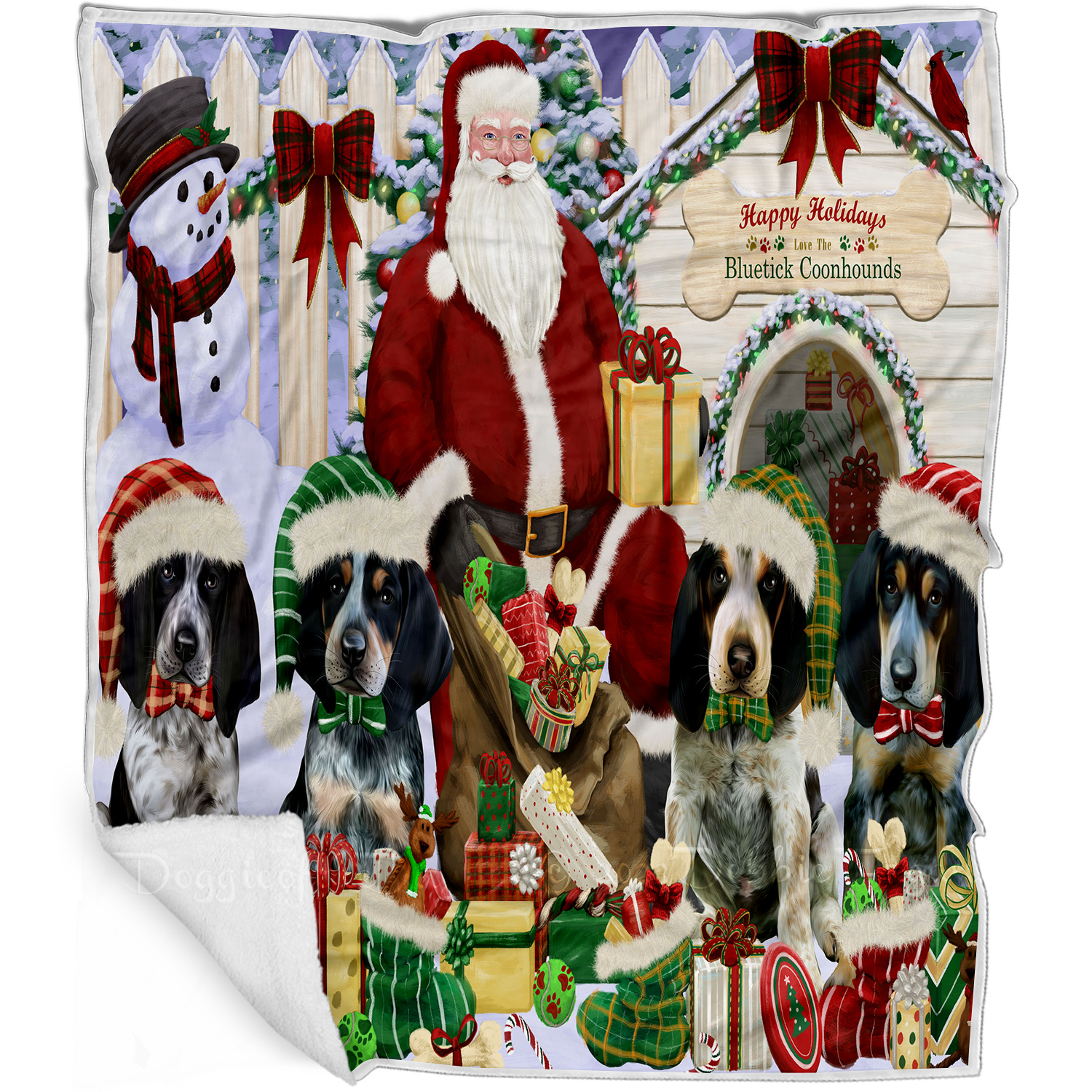 Bluetick Coonhound Dog Blanket Personalized Woven Fleece Sherpa Christmas NWT - Bild 22 von 32