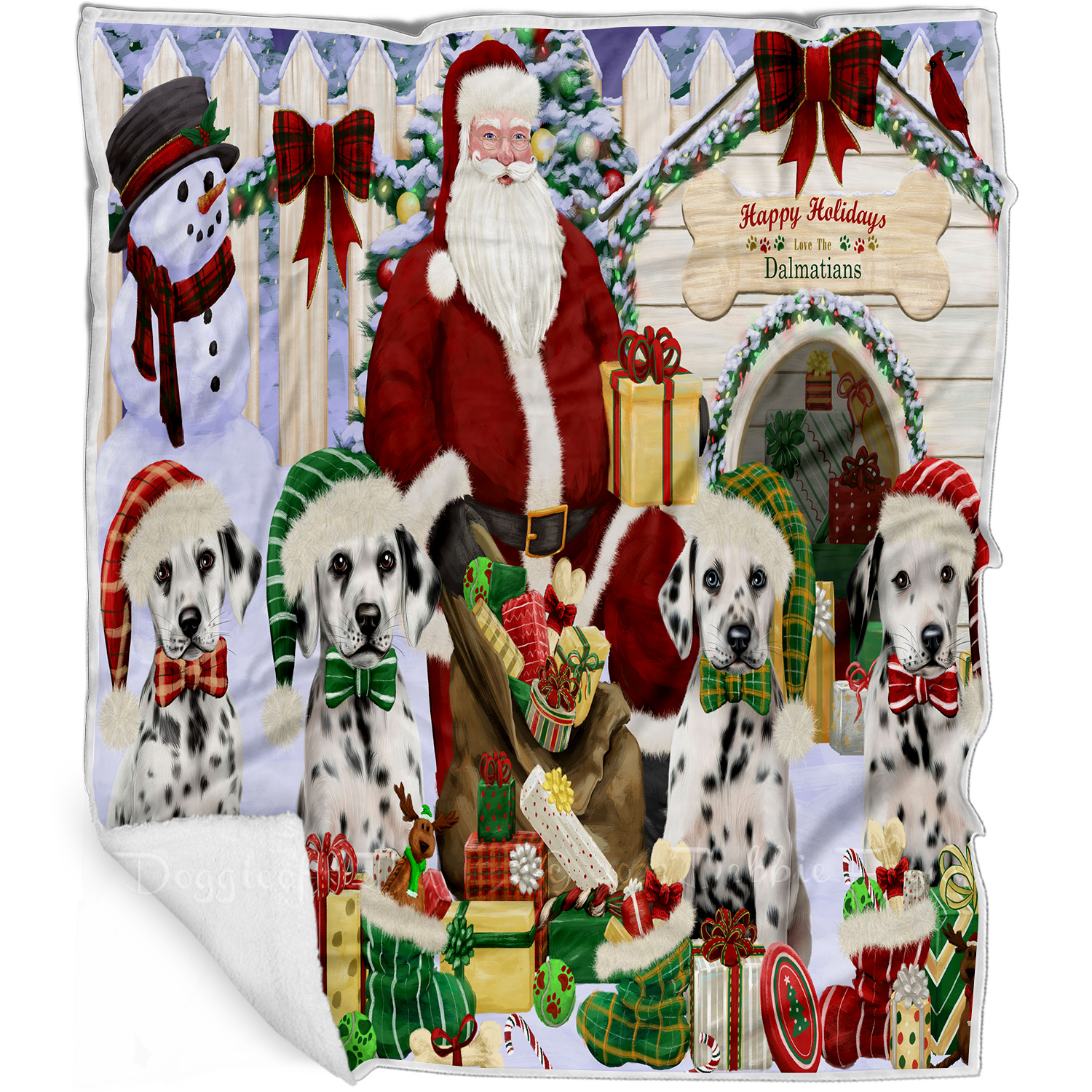 Dalmatian Dog Blanket Personalized Throw Woven Fleece Sherpa Christmas NWT - Picture 22 of 30