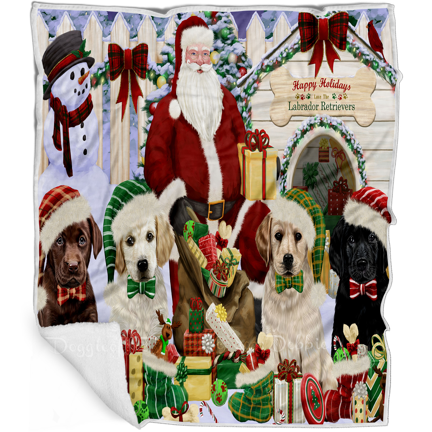 Labrador Retriever Dog Blanket Personalized Woven Fleece Sherpa Christmas NWT