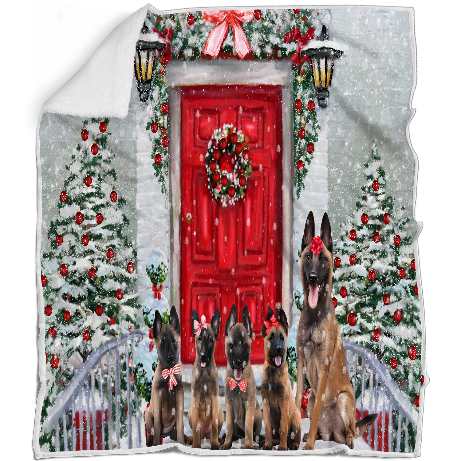 Belgian Malinois Dog Blanket Personalize Throw Woven Fleece Sherpa Christmas NWT