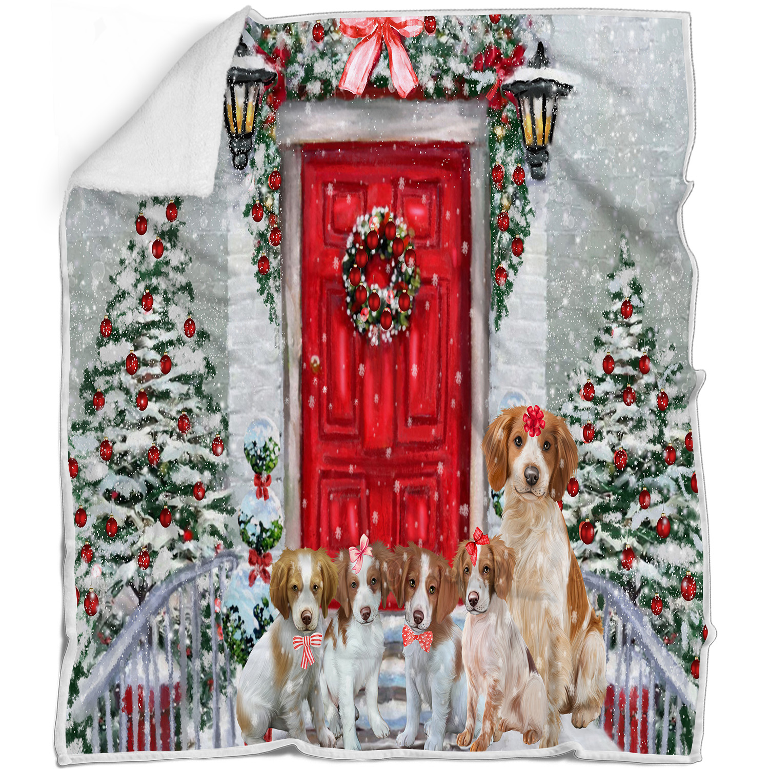 Brittany Spaniel Dog Blanket Personalize Throw Woven Fleece Sherpa Christmas NWT - Picture 25 of 31