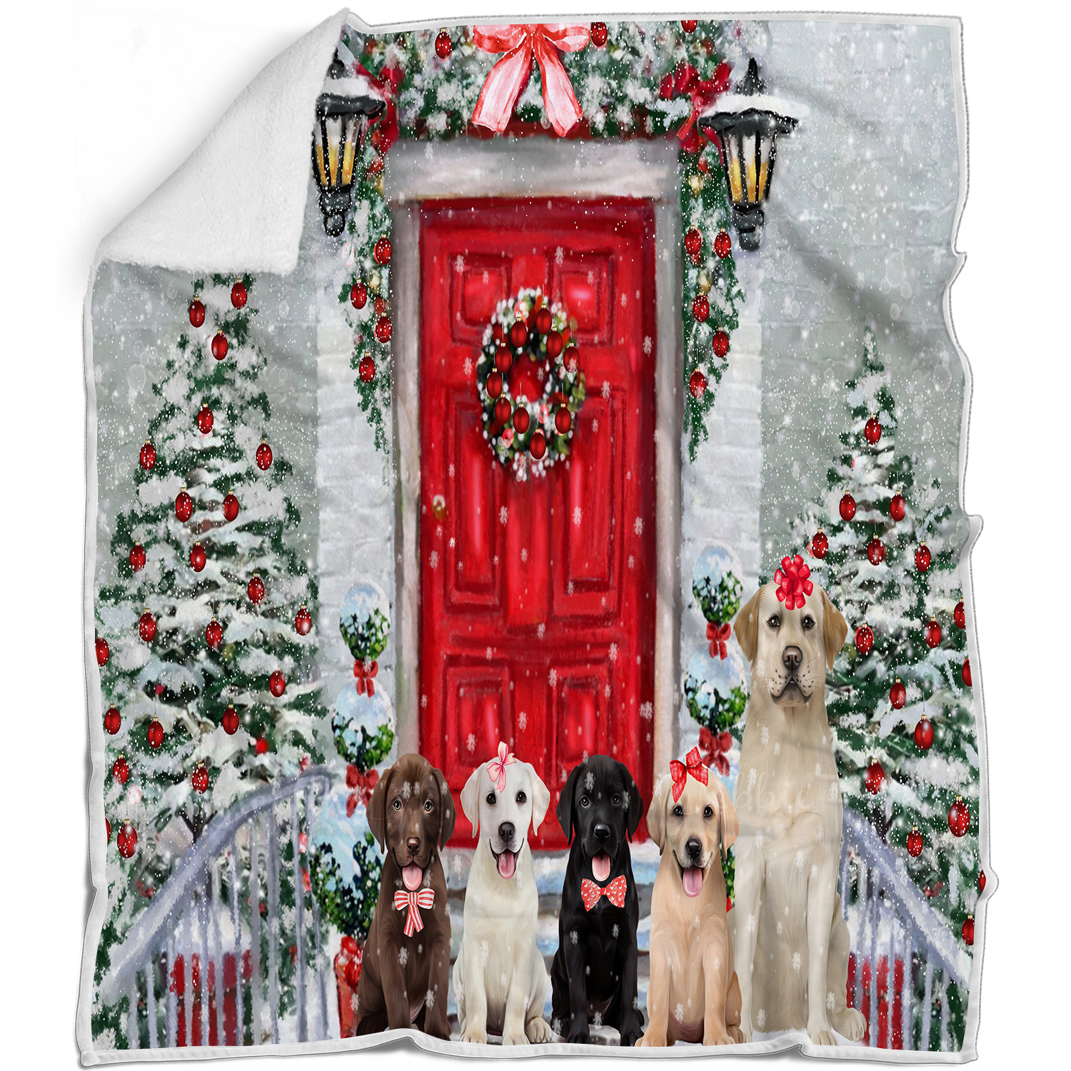 Labrador Retriever Dog Blanket Personalized Woven Fleece Sherpa Christmas NWT