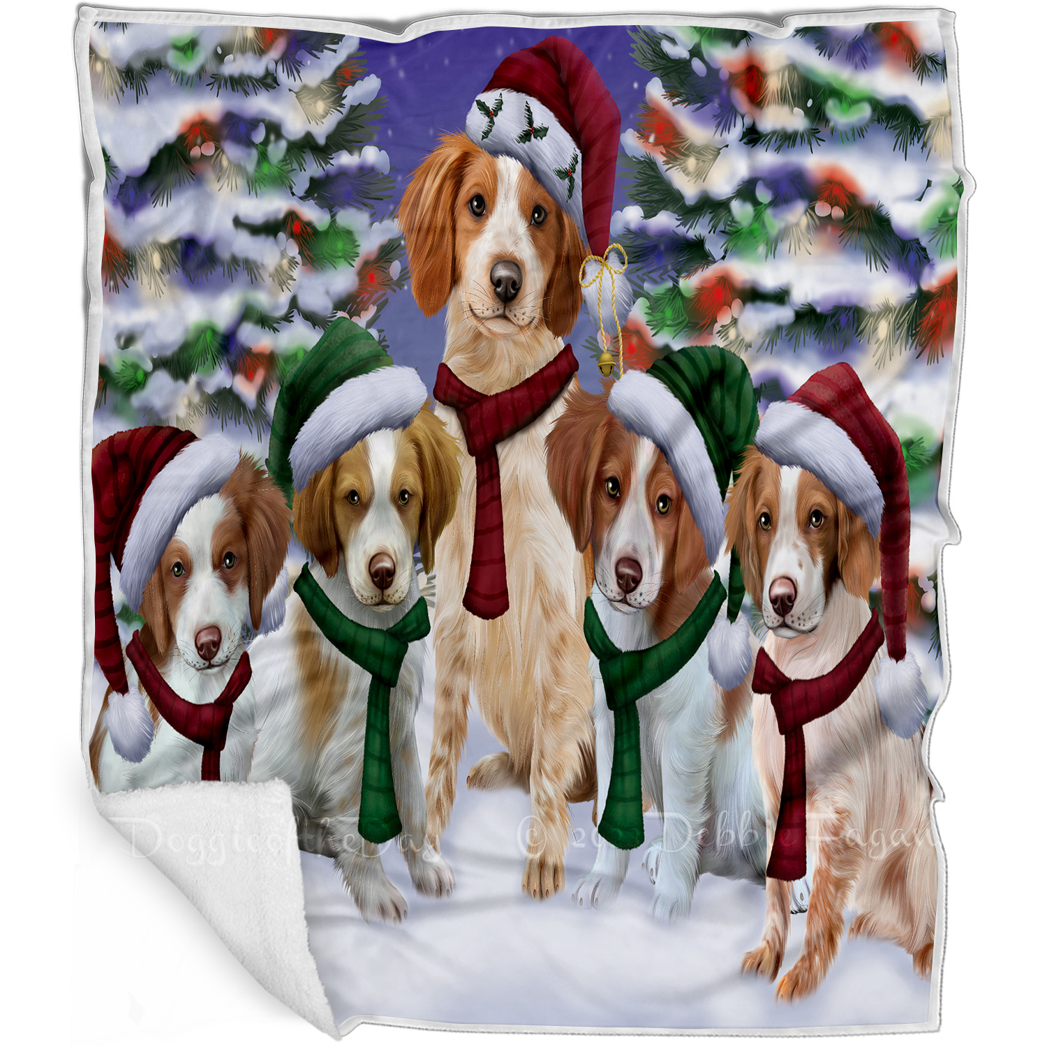 Brittany Spaniel Dog Blanket Personalize Throw Woven Fleece Sherpa Christmas NWT - Picture 12 of 31