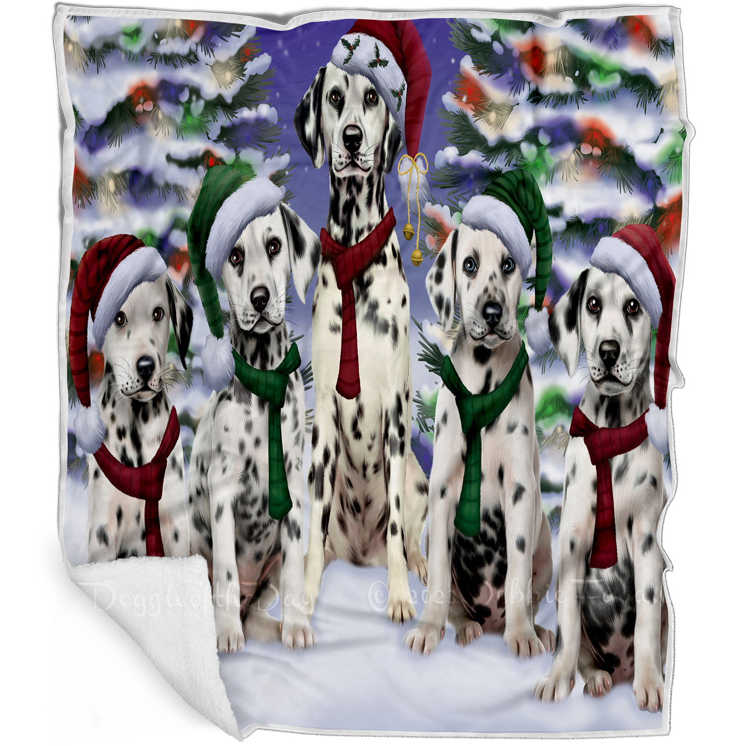 Dalmatian Dog Blanket Personalized Throw Woven Fleece Sherpa Christmas NWT - Picture 12 of 30