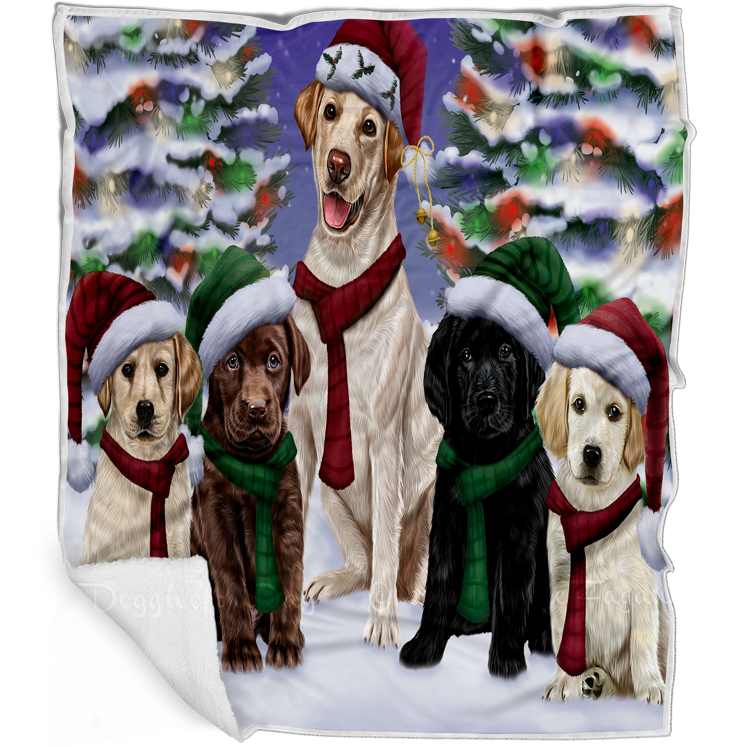 Labrador Retriever Dog Blanket Personalized Woven Fleece Sherpa Christmas NWT