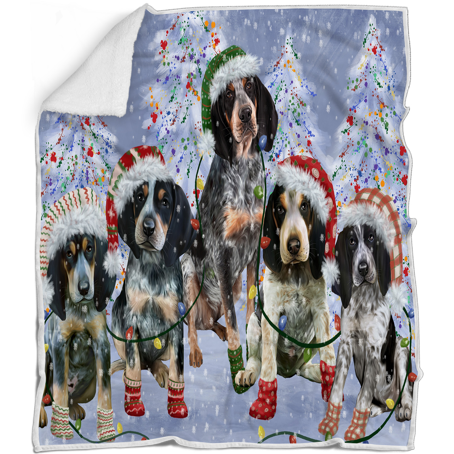 Bluetick Coonhound Dog Blanket Personalized Woven Fleece Sherpa Christmas NWT - Bild 16 von 32